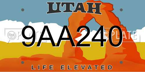 9AA240 Utah License Plate