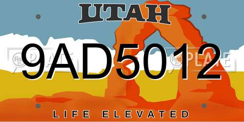 9AD5012 Utah License Plate