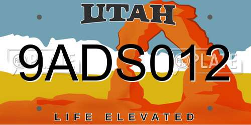 9ADS012 Utah License Plate
