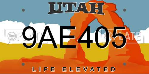 9AE405 Utah License Plate