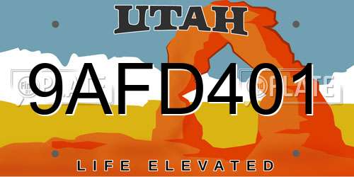9AFD401 Utah License Plate