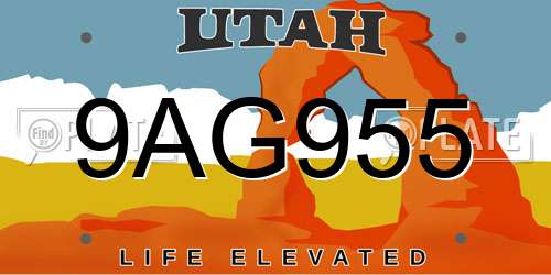 9AG955 Utah License Plate