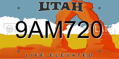 9AM720 Utah License Plate
