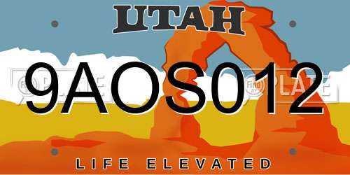 9AOS012 Utah License Plate