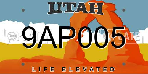 9AP005 Utah License Plate