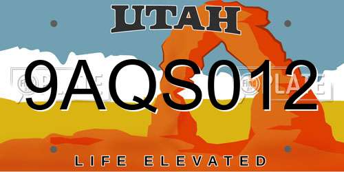 9AQS012 Utah License Plate