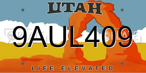 9AUL409 Utah License Plate