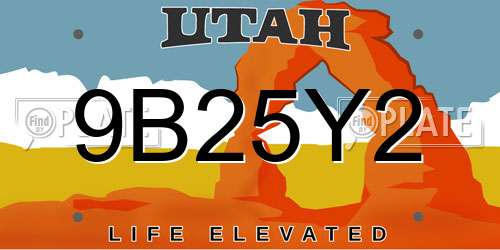 9B25Y2 Utah License Plate