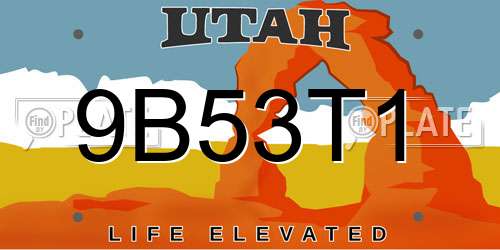 9B53T1 Utah License Plate