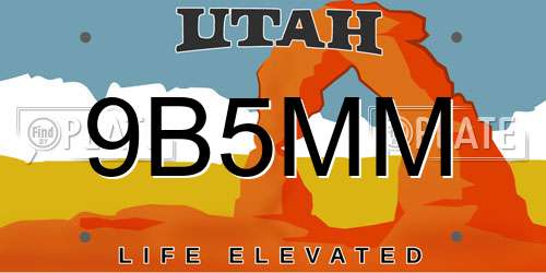 9B5MM Utah License Plate