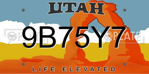 9B75Y7 Utah License Plate