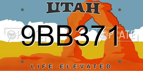 9BB371 Utah License Plate