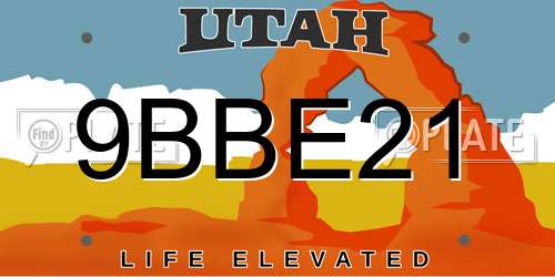 9BBE21 Utah License Plate