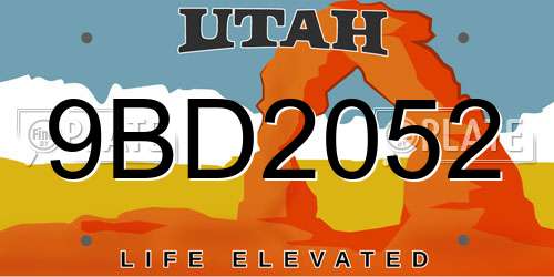 9BD2052 Utah License Plate