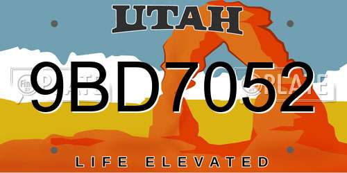 9BD7052 Utah License Plate
