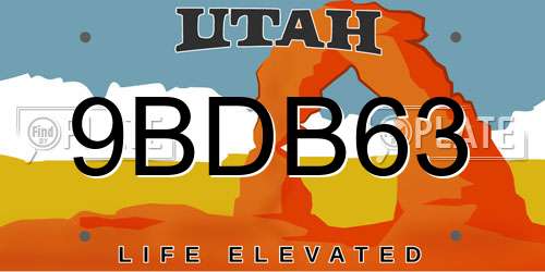 9BDB63 Utah License Plate