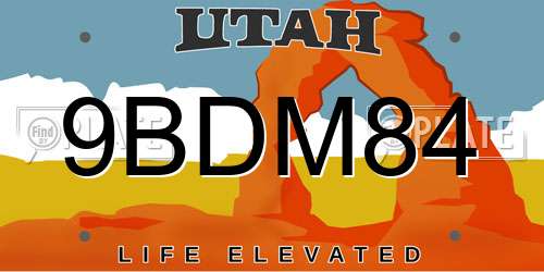 9BDM84 Utah License Plate