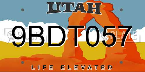 9BDT057 Utah License Plate