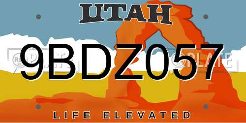 9BDZ057 Utah License Plate