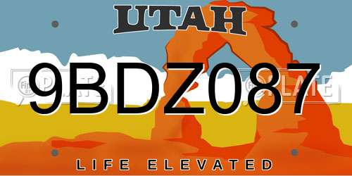 9BDZ087 Utah License Plate