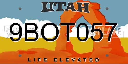 9BOT057 Utah License Plate
