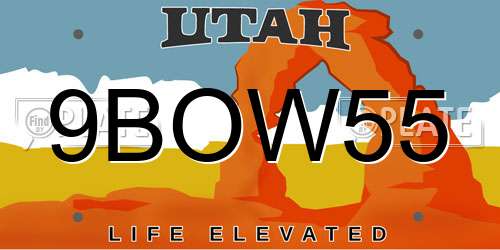 9BOW55 Utah License Plate
