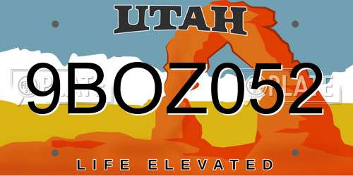 9BOZ052 Utah License Plate