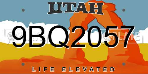 9BQ2057 Utah License Plate