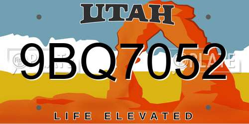 9BQ7052 Utah License Plate