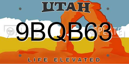 9BQB63 Utah License Plate