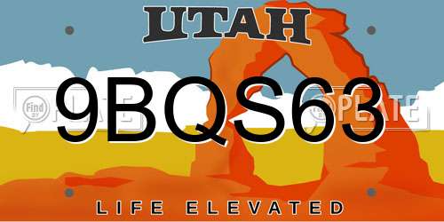 9BQS63 Utah License Plate