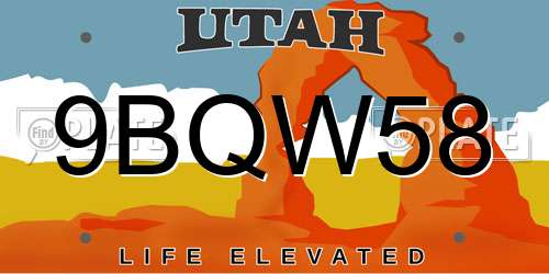 9BQW58 Utah License Plate