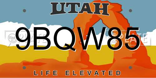 9BQW85 Utah License Plate