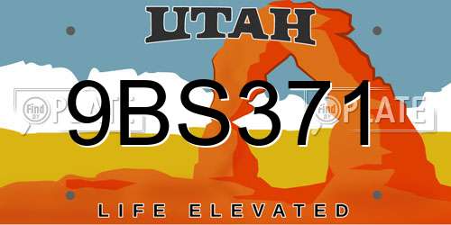 9BS371 Utah License Plate