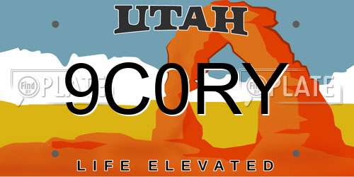 9C0RY Utah License Plate