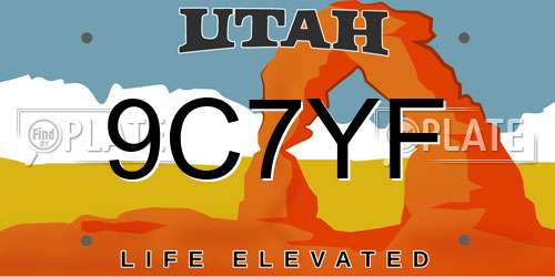 9C7YF Utah License Plate