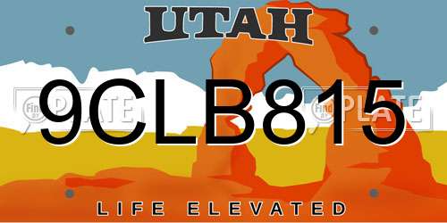9CLB815 Utah License Plate