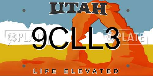 9CLL3 Utah License Plate