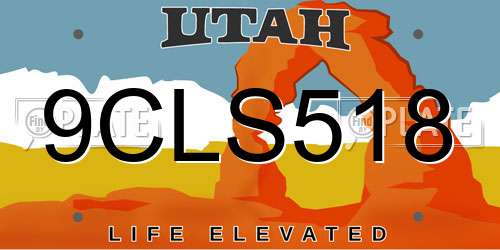 9CLS518 Utah License Plate