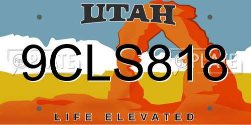 9CLS818 Utah License Plate