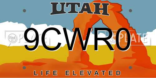 9CWR0 Utah License Plate