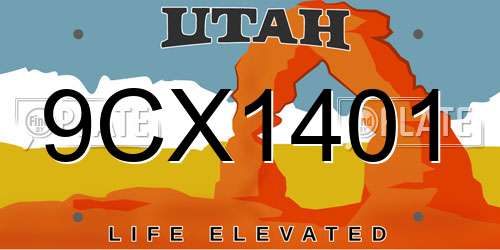 9CX1401 Utah License Plate