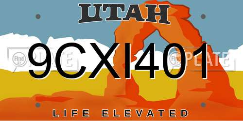 9CXI401 Utah License Plate