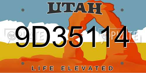 9D35114 Utah License Plate