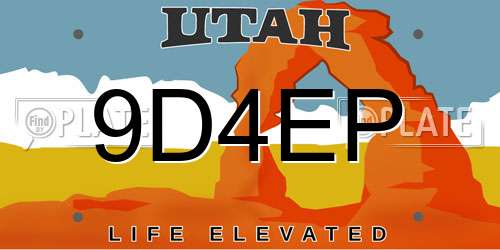 9D4EP Utah License Plate