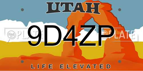 9D4ZP Utah License Plate