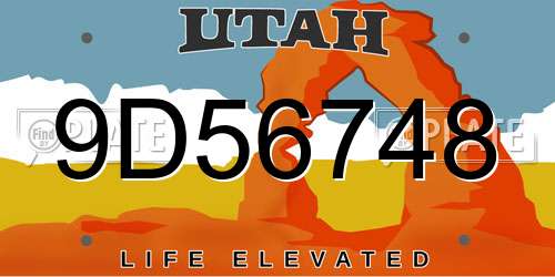 9D56748 Utah License Plate