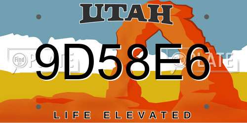 9D58E6 Utah License Plate
