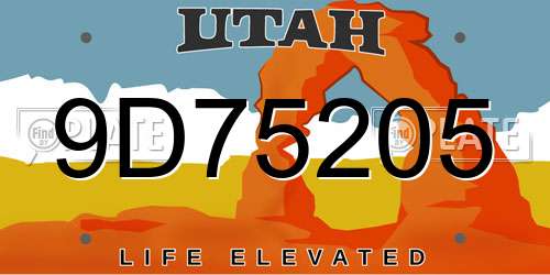 9D75205 Utah License Plate