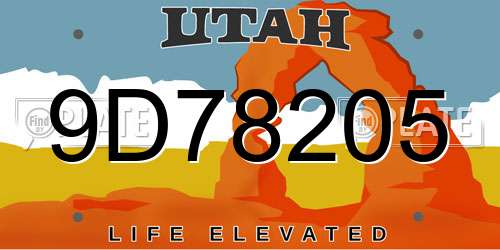 9D78205 Utah License Plate